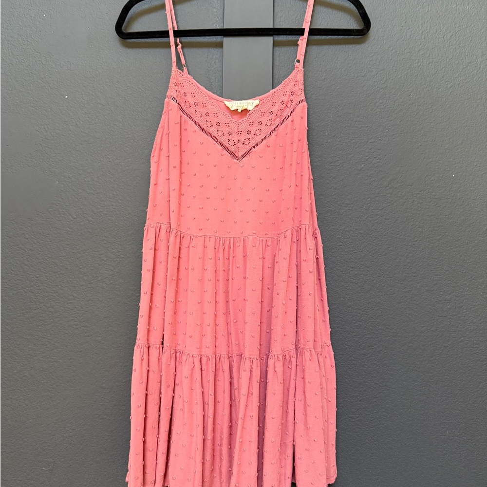 Pink Sleeveless Tiered Dress